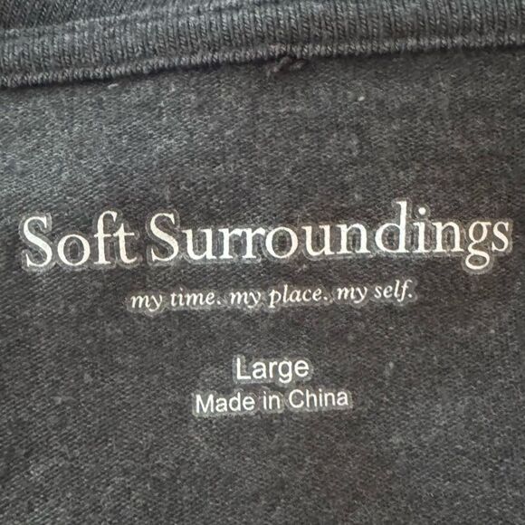 Soft Surroundings Gray Long Sleeve Faux Leather Trim Tunic Top Size Large - Picture 4 of 4